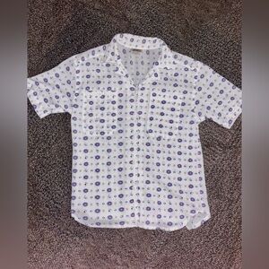 Women's VTG 80's Sport Carriage Court White Short Sleeve Button Up EUC Small